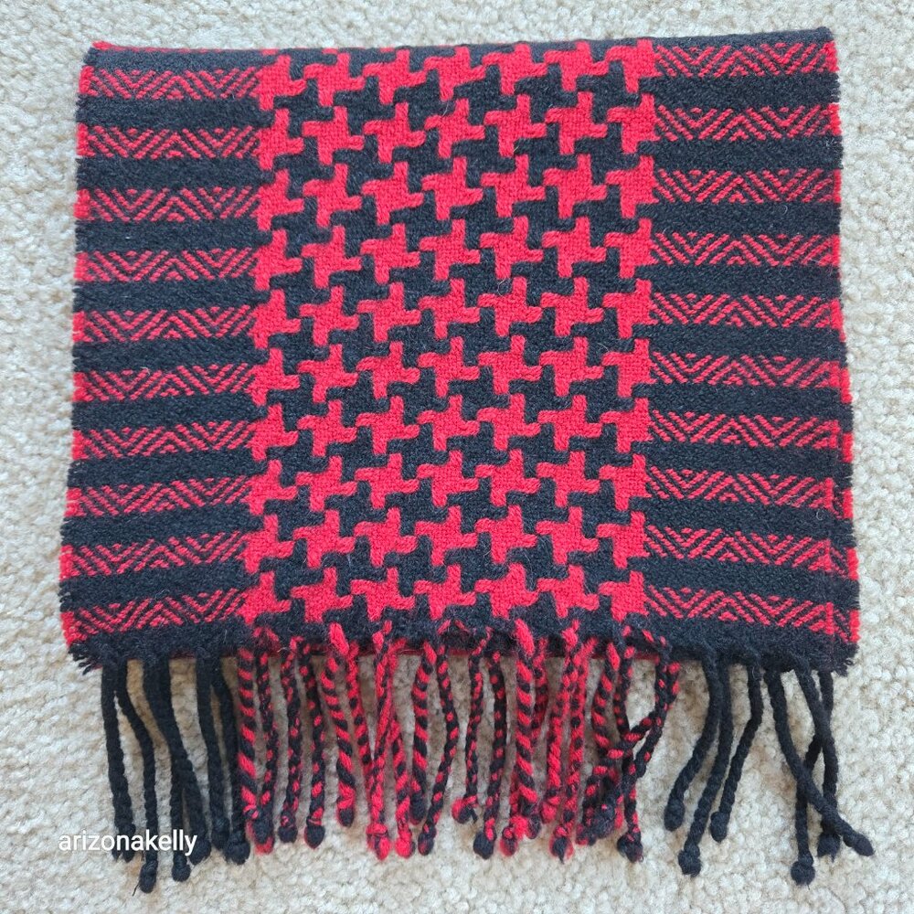 Charter Club Cashmere Houndstooth Scarf Black and Red - Picture 10 of 10